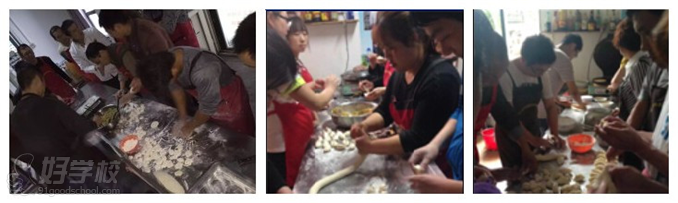 品味轩的学员们在制作饺子